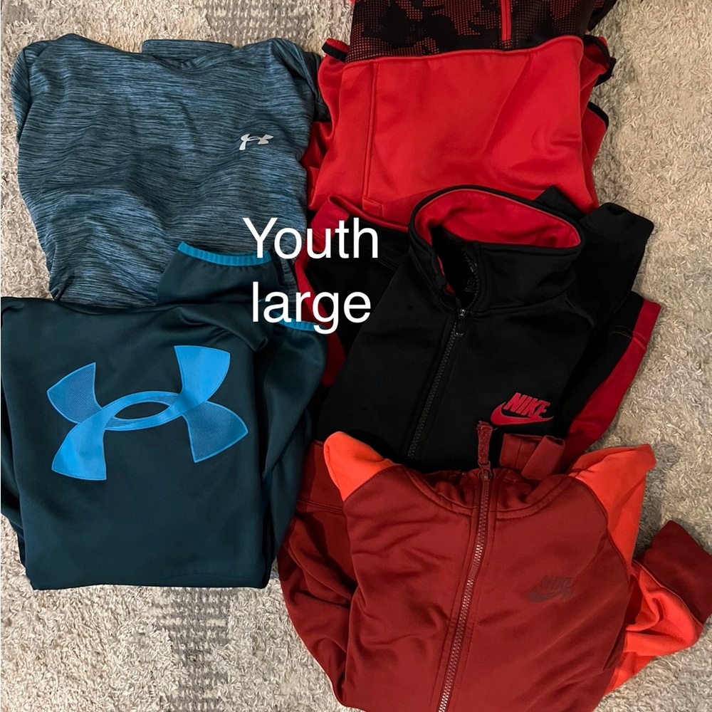 Boys Youth lot xl large and medium lot, hoodies, shirts, jackets and more